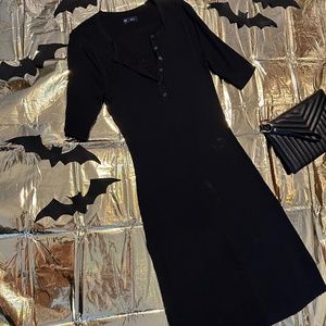 Gap Black Ribbed Henley Dress